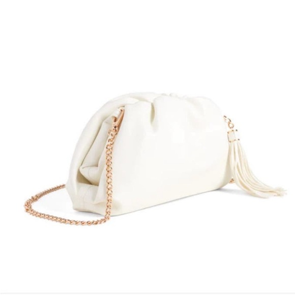 NEW Understated Leather Crescent Clutch Purse with Dust Bag - Picture 1 of 11